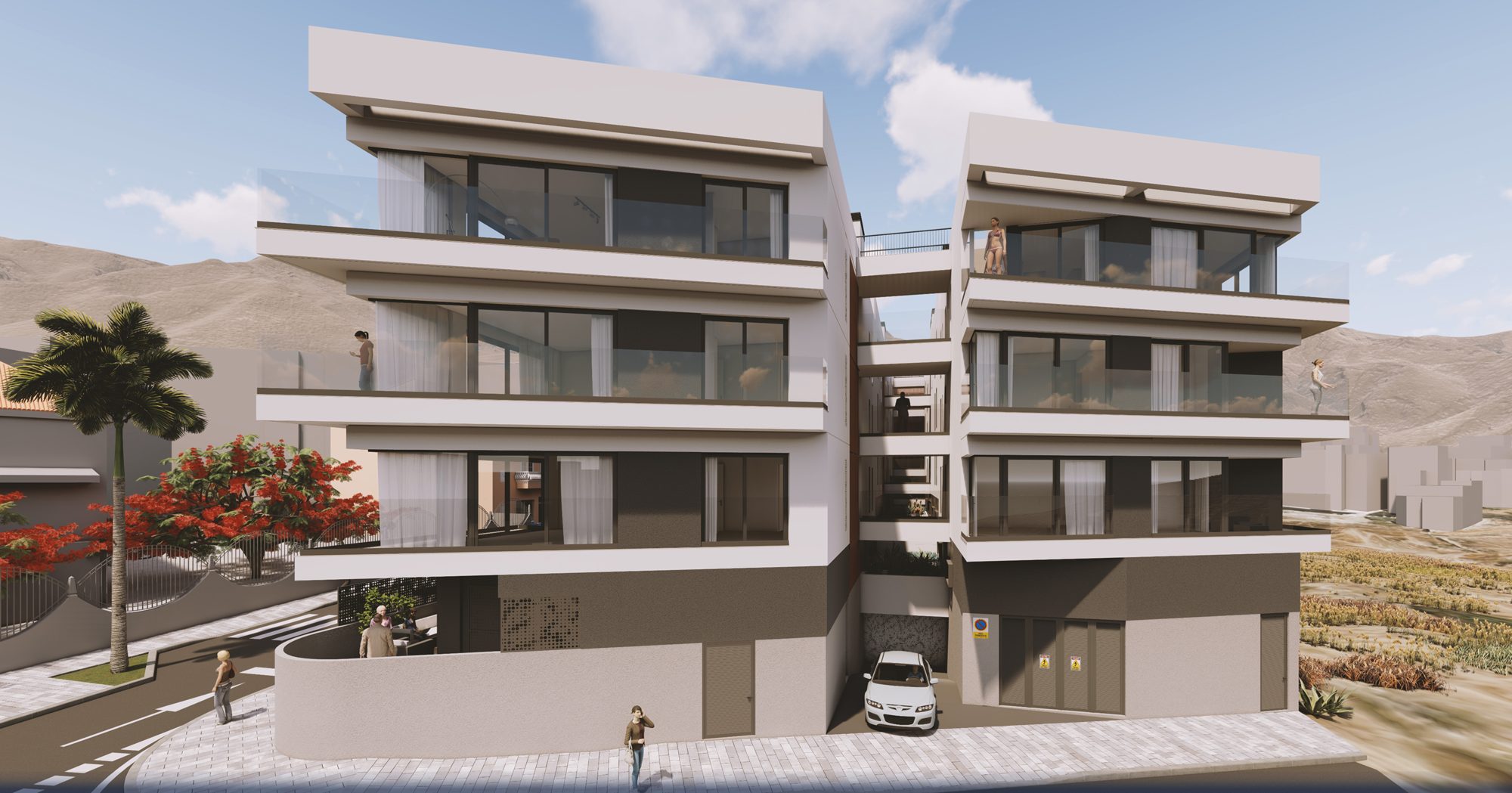 Olympic Residences: Terrassen und Solarium im obersten Geschoss – Neubau in Adeje, Teneriffa