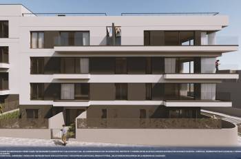 Olympic Residences: façade detail with terraces and glazing – new build in Adeje, Tenerife