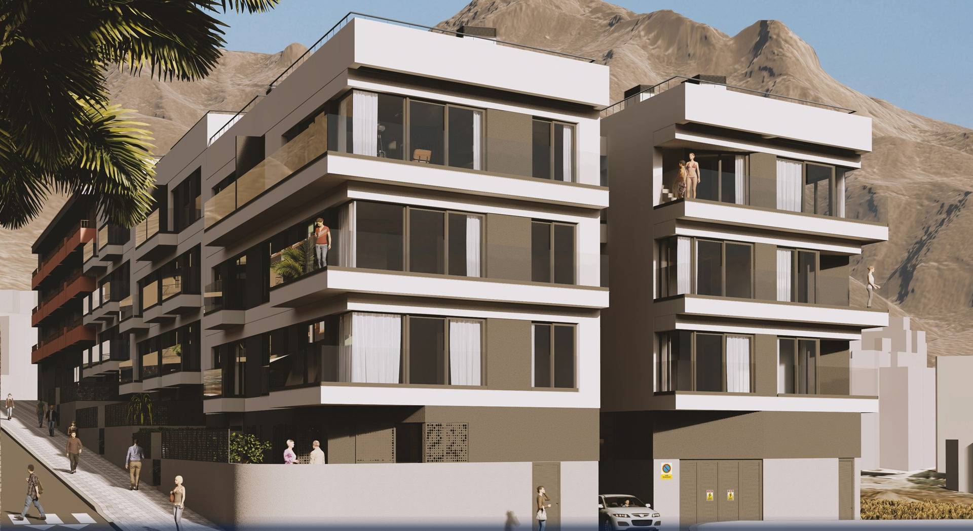 Olympic Residences, corner of the new-build development on Avenida de la Constitución, Adeje town centre