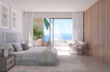 Master bedroom with sea views at AMOENUS residence, Rokabella, Adeje