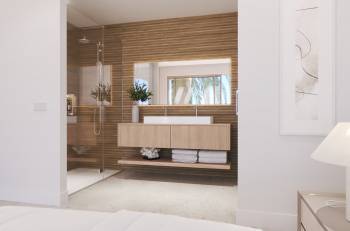 Master bathroom with premium finishes at AMOENUS residence, South Tenerife