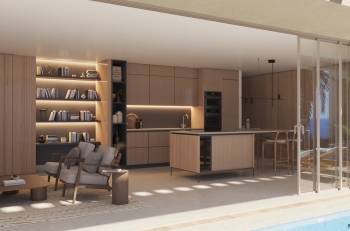 Open-plan contemporary kitchen in AMOENUS residence, South Tenerife