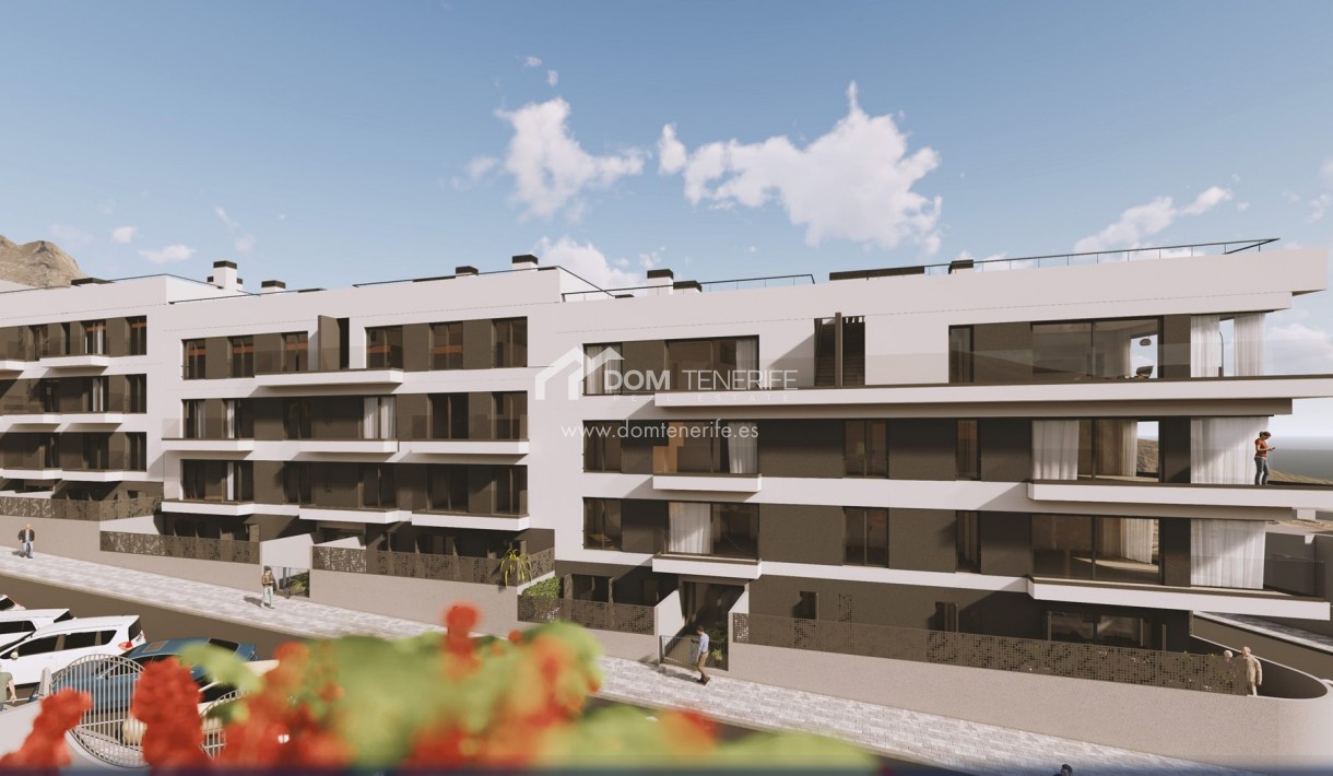 Olympic Residences 105: façade and terraces detail – new build in Adeje, Tenerife