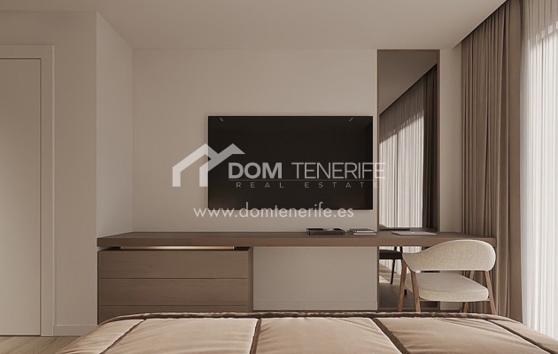Olympic Residences 106: bedroom with TV – new build in Adeje, Tenerife