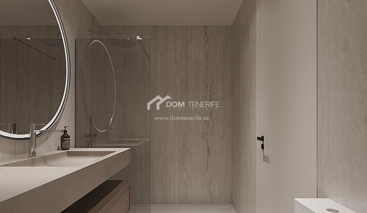 Olympic Residences 108: bathroom, shower and mirror – new build in Adeje, Tenerife