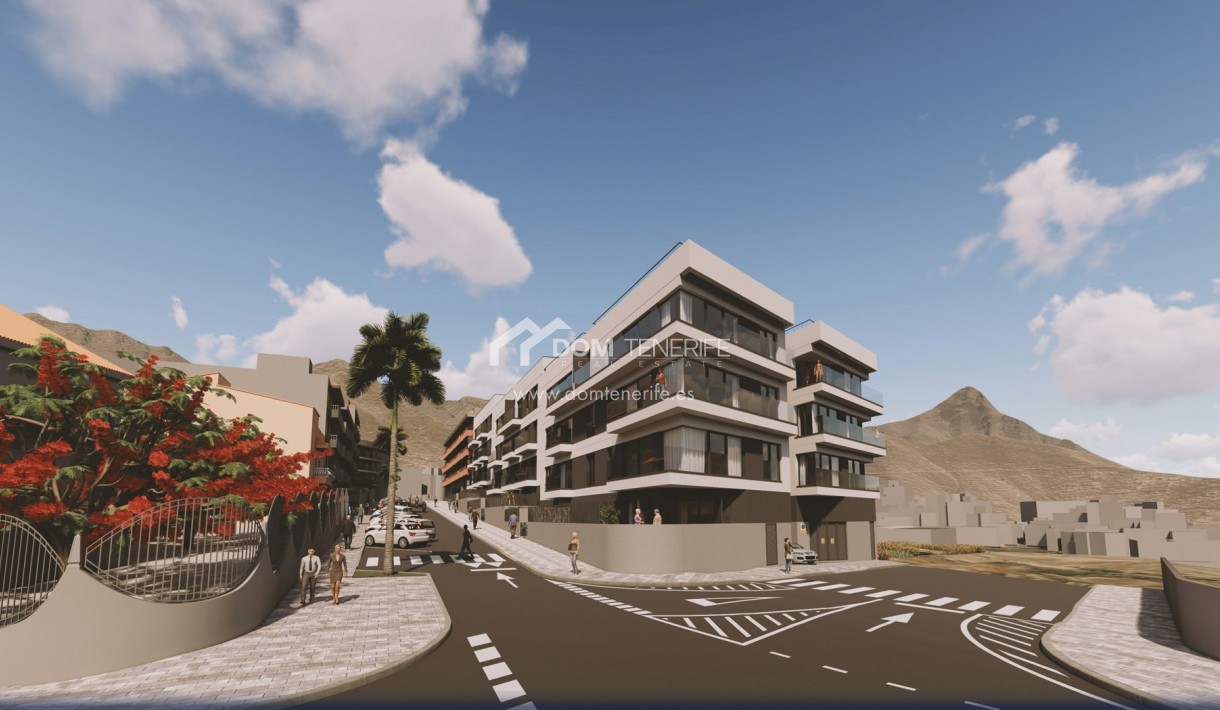 Olympic Residences 108: street view of the building – new build in Adeje, Tenerife