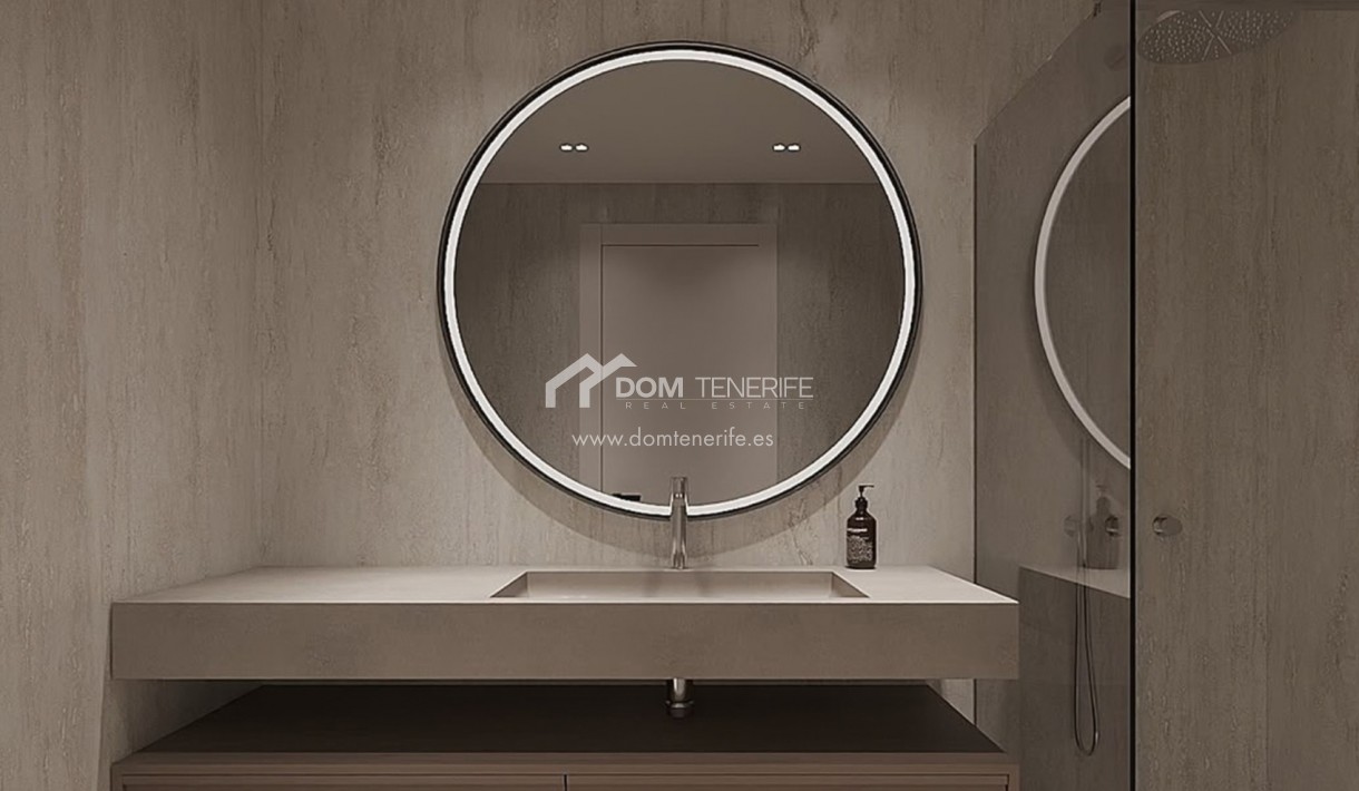 Olympic Residences 214: baño con doble lavabo – obra nueva en Adeje, Tenerife